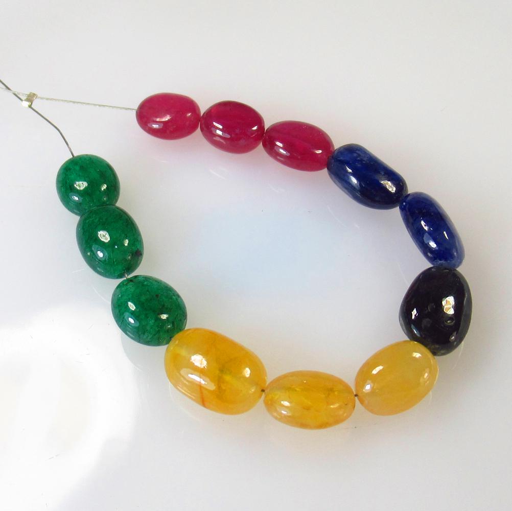 59.90 Ctw Natural 12 Ruby Sapphire Emerald Mixed Beads (1 of 2)