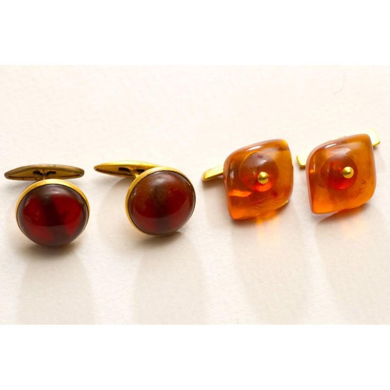 15g natural Baltic amber cufflinks gilding USSR vintage (1 of 12)