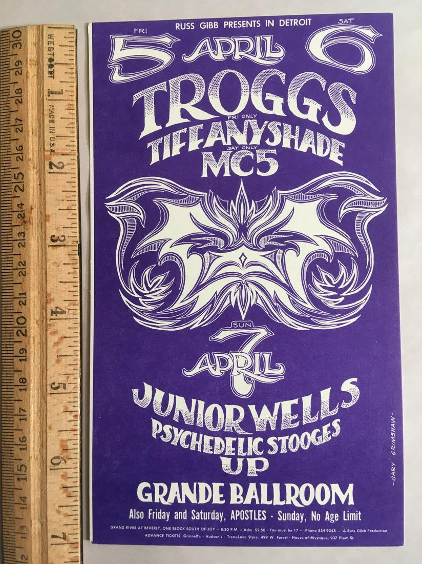 GRANDE BALLROOM - TROGGS MC5: Title: GRANDE BALLROOM - TROGGS MC5 Additional Information: TROGGS / MC5 1968 by Gary Grimshaw FIRST PRESSING MINT POSTCARD Reserve: $50.00 Shipping: Domestic: Flat-rate of $10.00 to anywhere within t