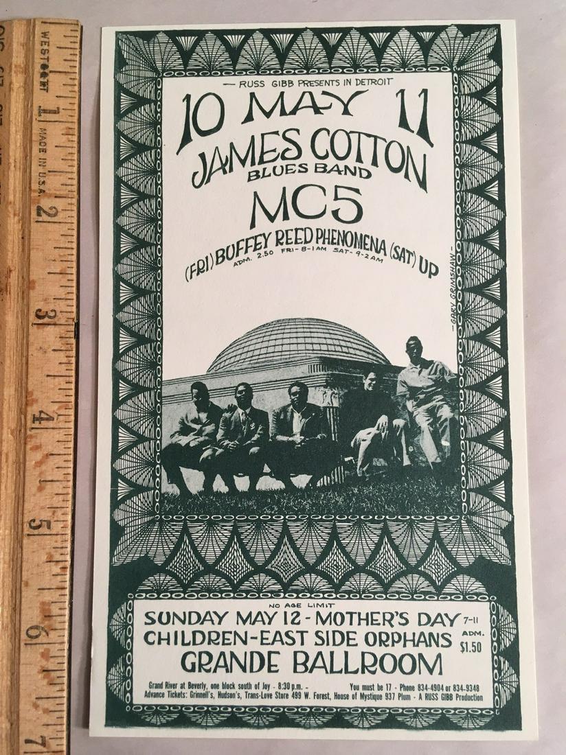 GRANDE BALLROOM - JAMES COTTON / MC5: Title: GRANDE BALLROOM - JAMES COTTON / MC5 Additional Information: JAMES COTTON / MC5 1968 by Gary Grimshaw FIRST PRESSING MINT POSTCARD Reserve: $50.00 Shipping: Domestic: Flat-rate of $10.00 to any
