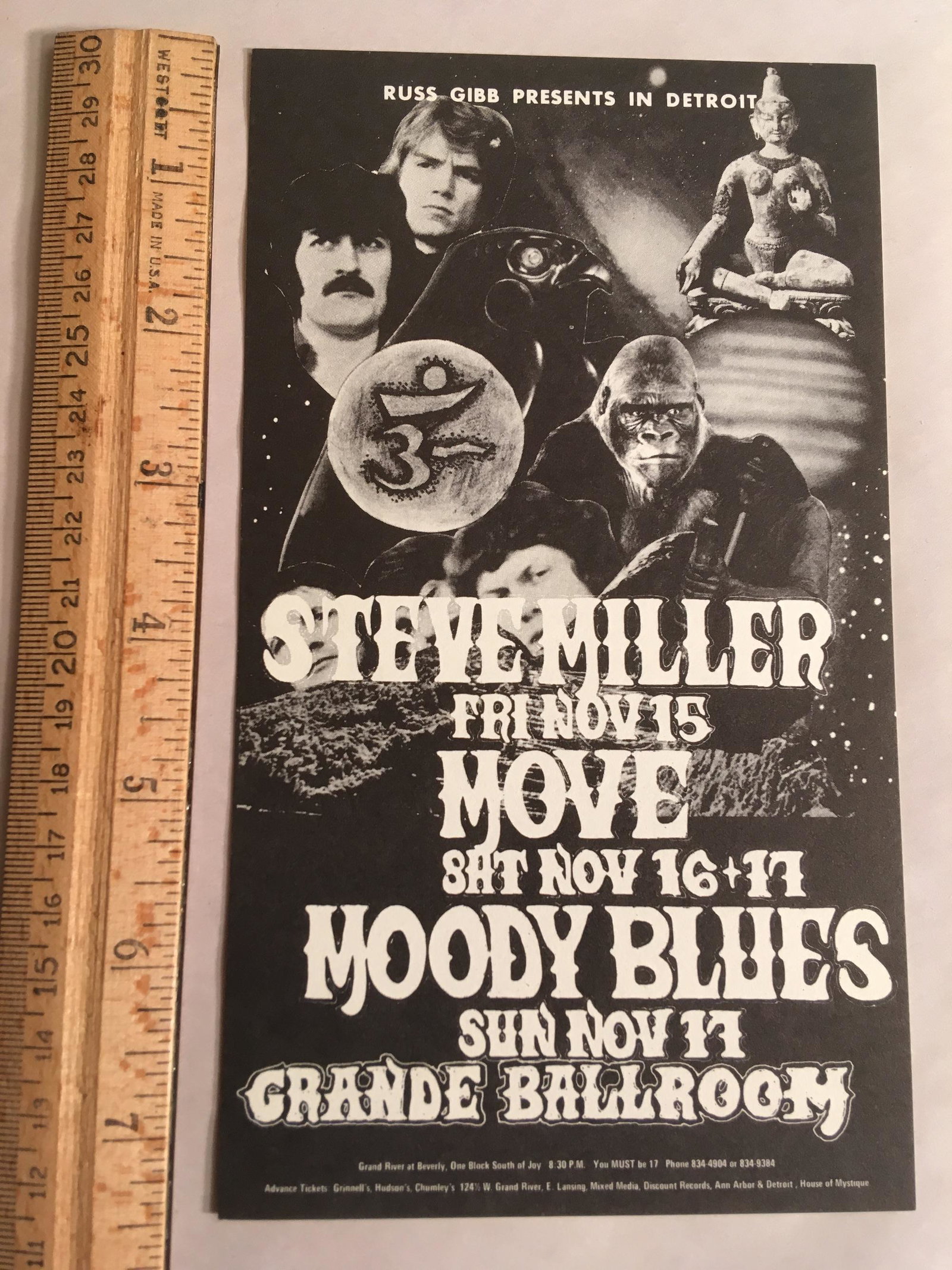 GRANDE BALLROOM - MILLER, MODDY BLUES: Title: GRANDE BALLROOM - MILLER, MODDY BLUES Additional Information: STEVE MILLER, THE MOVE, MOODY BLUES ART BY DONNIE DOPE MINT POSTCARD FIRST PRESSING 1968 Reserve: $45.00 Shipping: Domestic: Flat-r
