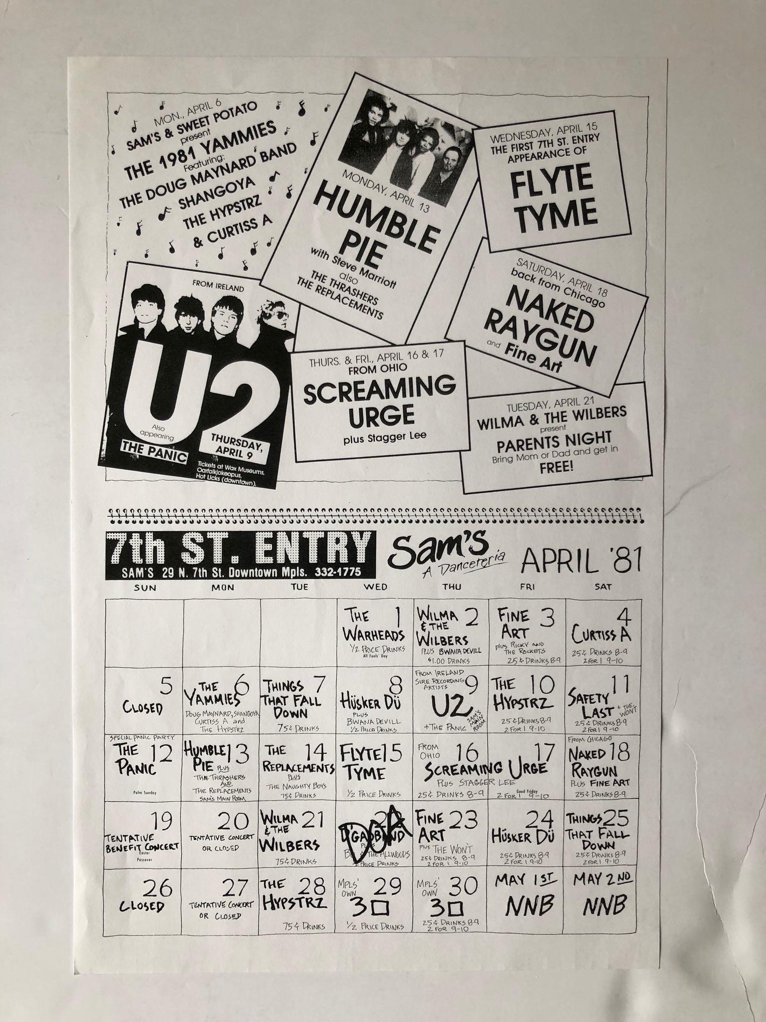 U2 FIRST AMERICAN TOUR - AT SAMS DANCETERIA: Title: U2 FIRST AMERICAN TOUR - AT SAMS DANCETERIA Additional Information: U2 FIRST AMERICAN TOUR - AT SAMS DANCETERIA IN MINNEAPOLIS, NOW KNOW AS 1ST AVE. CLUB MADE FAMOUS FOR THE FILM PURPLE RAIN BY