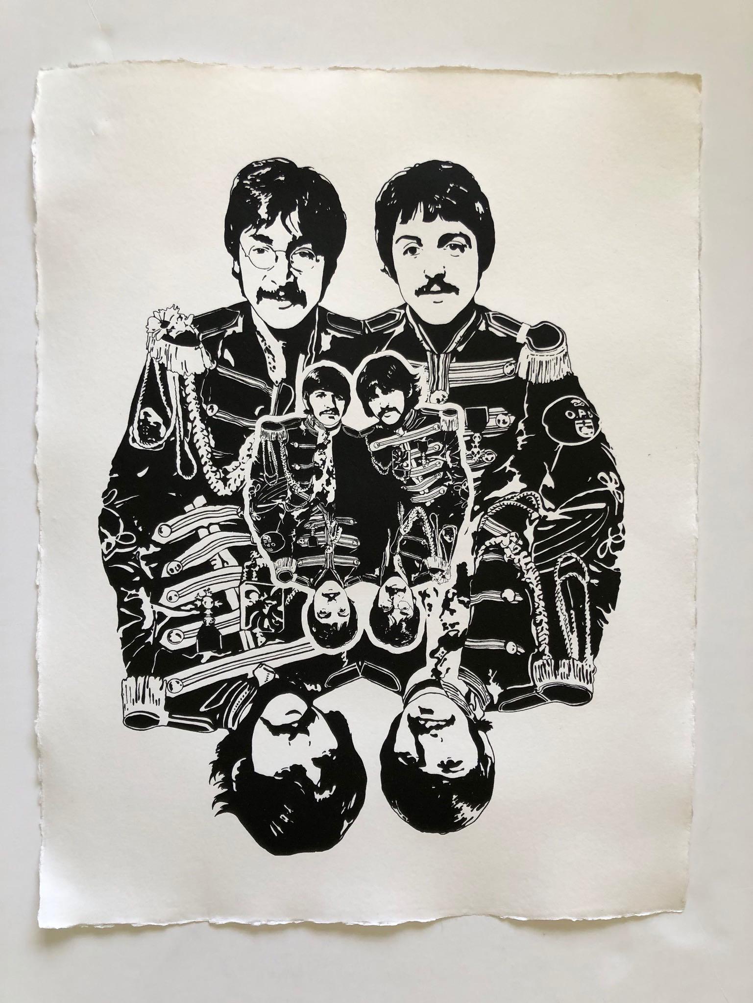 1970 BEATLES ART PRINT BY WALLY DEIZEL: Title: 1970 BEATLES ART PRINT BY WALLY DEIZEL Additional Information: 1970 BEATLES ART PRINT BY WALLY DEIZEL. SCREEN PRINT ON RAG PAPER. Reserve: $50.00 Shipping: Domestic: Flat-rate of $10.00 to anyw