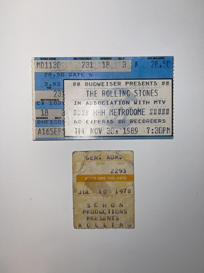 ROLLING STONES 1978 AND 1989 TICKET STUBS: Title: ROLLING STONES 1978 AND 1989 TICKET STUBS Additional Information: ROLLING STONES 1978 AND 1989 TICKET STUBS Reserve: $10.00 Shipping: Domestic: Flat-rate of $5.00 to anywhere within the contigu