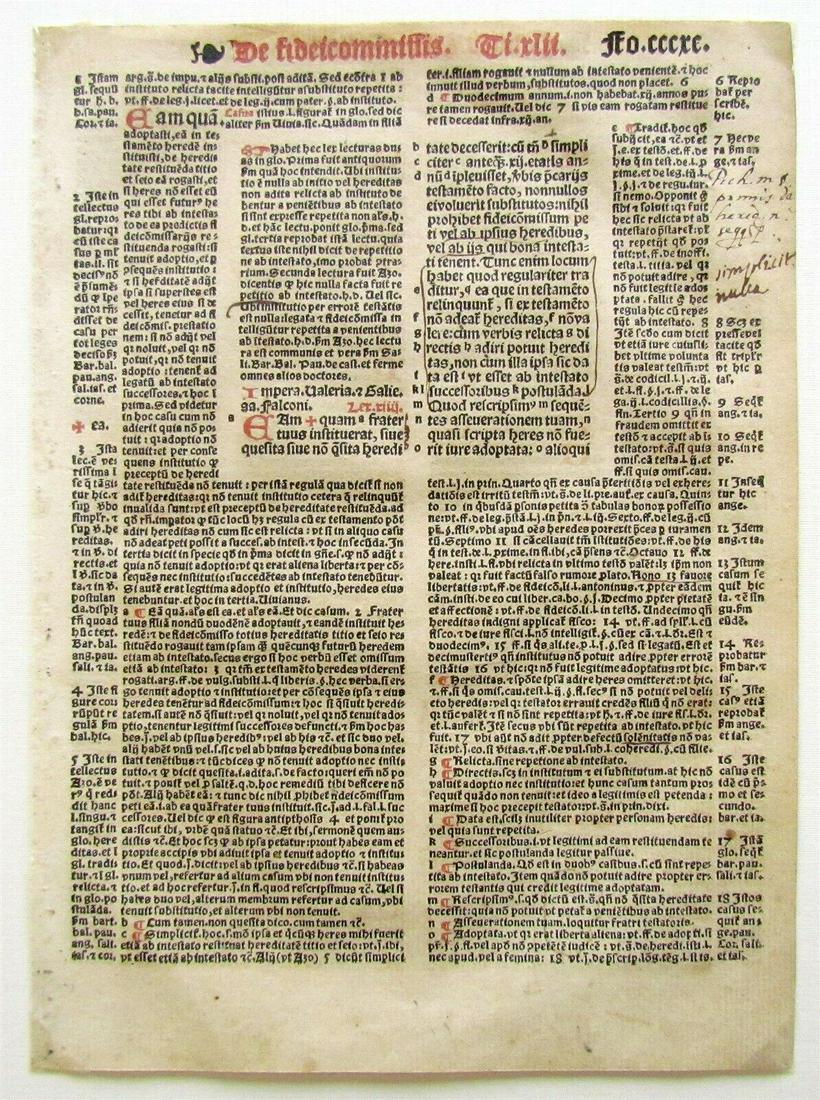 1539 CODEX IUSTINIANUS LEAF PARIS by F. RENAULT antique (1 of 7)