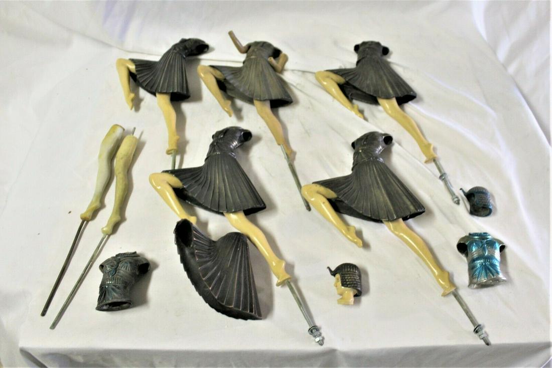 Art Deco Figurine parts ,solid casting: Art deco Figurine parts from England . Cast in spelter and plastic body parts . . All spare parts with 5 body parts and a few more parts . The title of this one is ( Nubian Dancer ) and the artist was