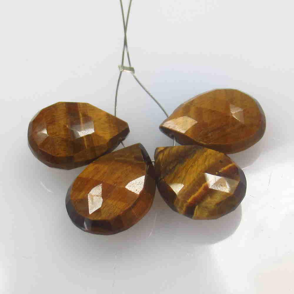 29.52 Ctw Natural 4 Drilled Tiger's Eye Pear Beads (1 of 2)