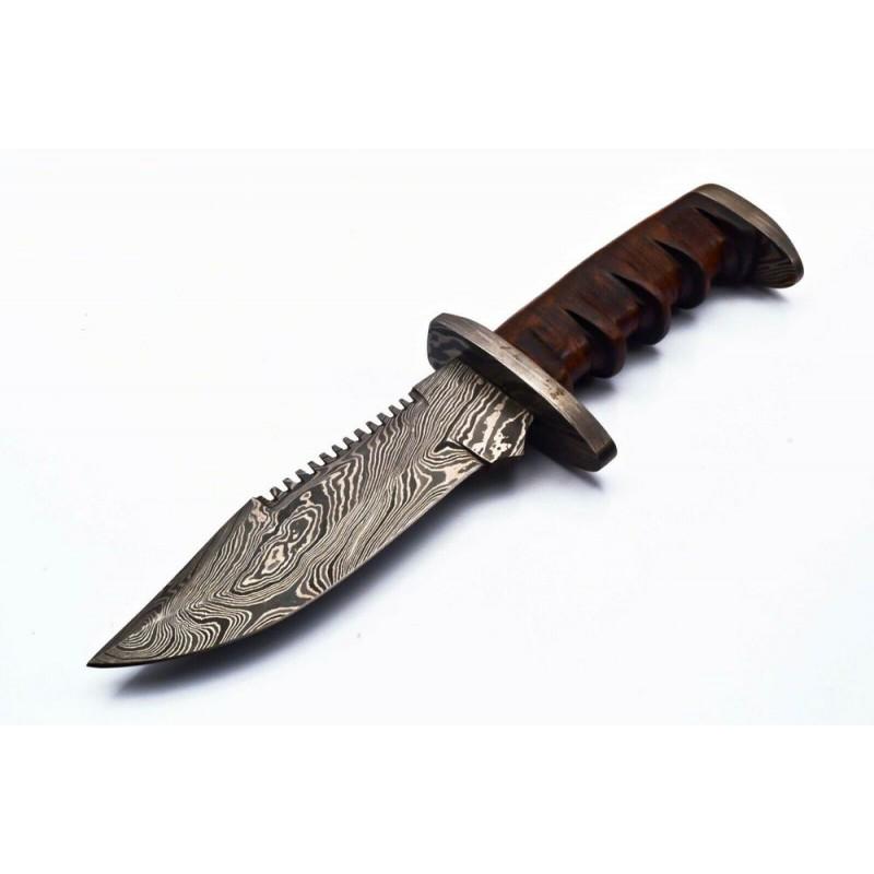 Bowie damascus steel knife hunting combat olive wood (1 of 5)