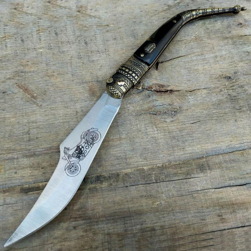 Hiking camping work handmade steel knife hunting horn (1 of 4)