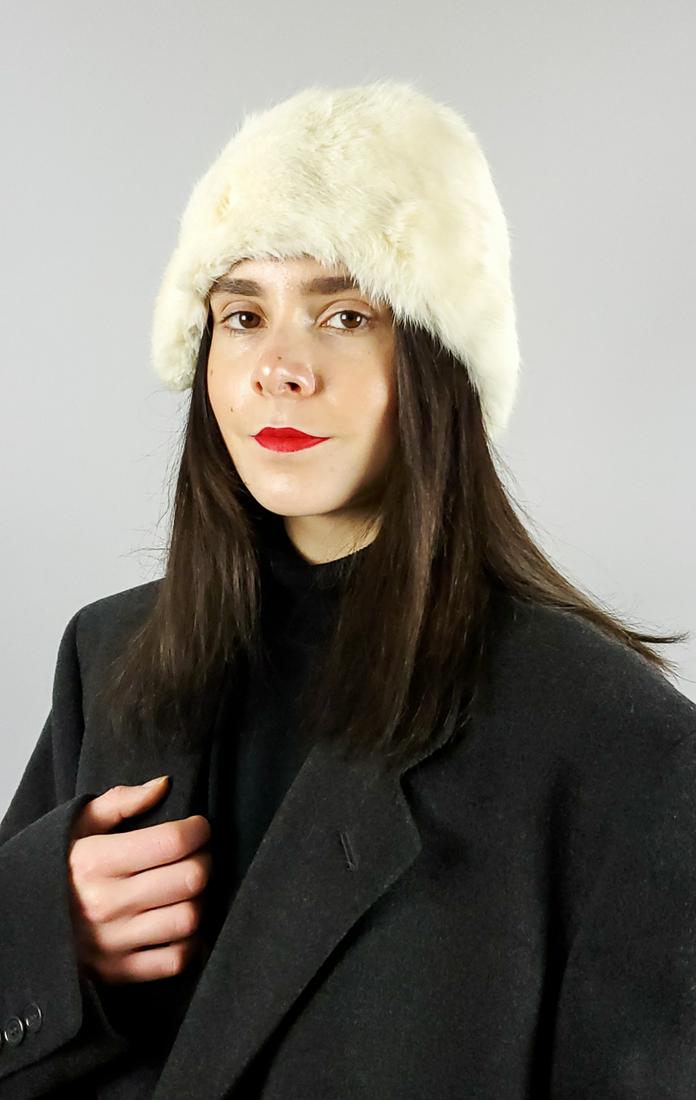 WOMENS REAL ANGORA LAPIN HAT: Title: WOMENS REAL ANGORA LAPIN HAT Dimension: Size L ; Measurements:55-56cm,21.65-22.05in; Additional Information: We offer inhouse shipping - Express Fedex shipping = $45; 5-7 working days; Combine 