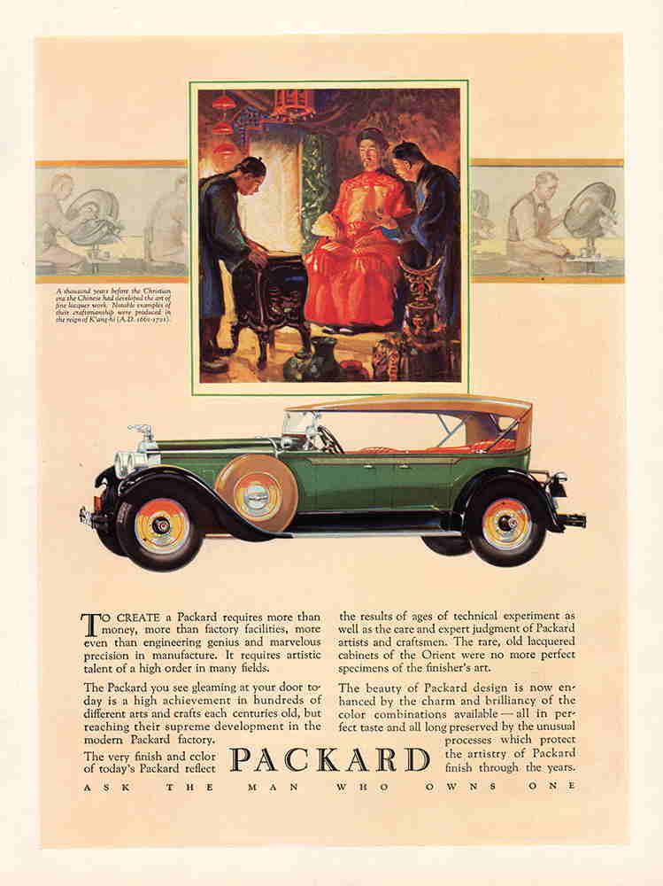 Clean 1927 Packard premium print ad: Extremely clean and expertly printed full page ad for the 1927 Packard. This one is so fresh it nearly jumps off the page. It looks like it was just printed, yet it is an authentic, vintage ad that wa