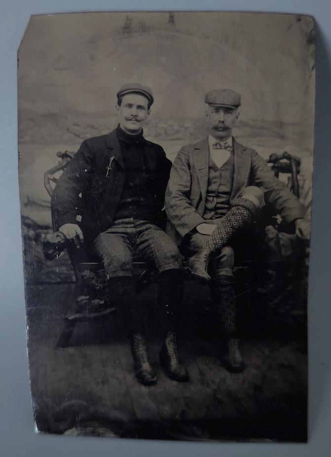 Handsome Tintype of 2 Affectionate Men with Mustaches & (1 of 1)