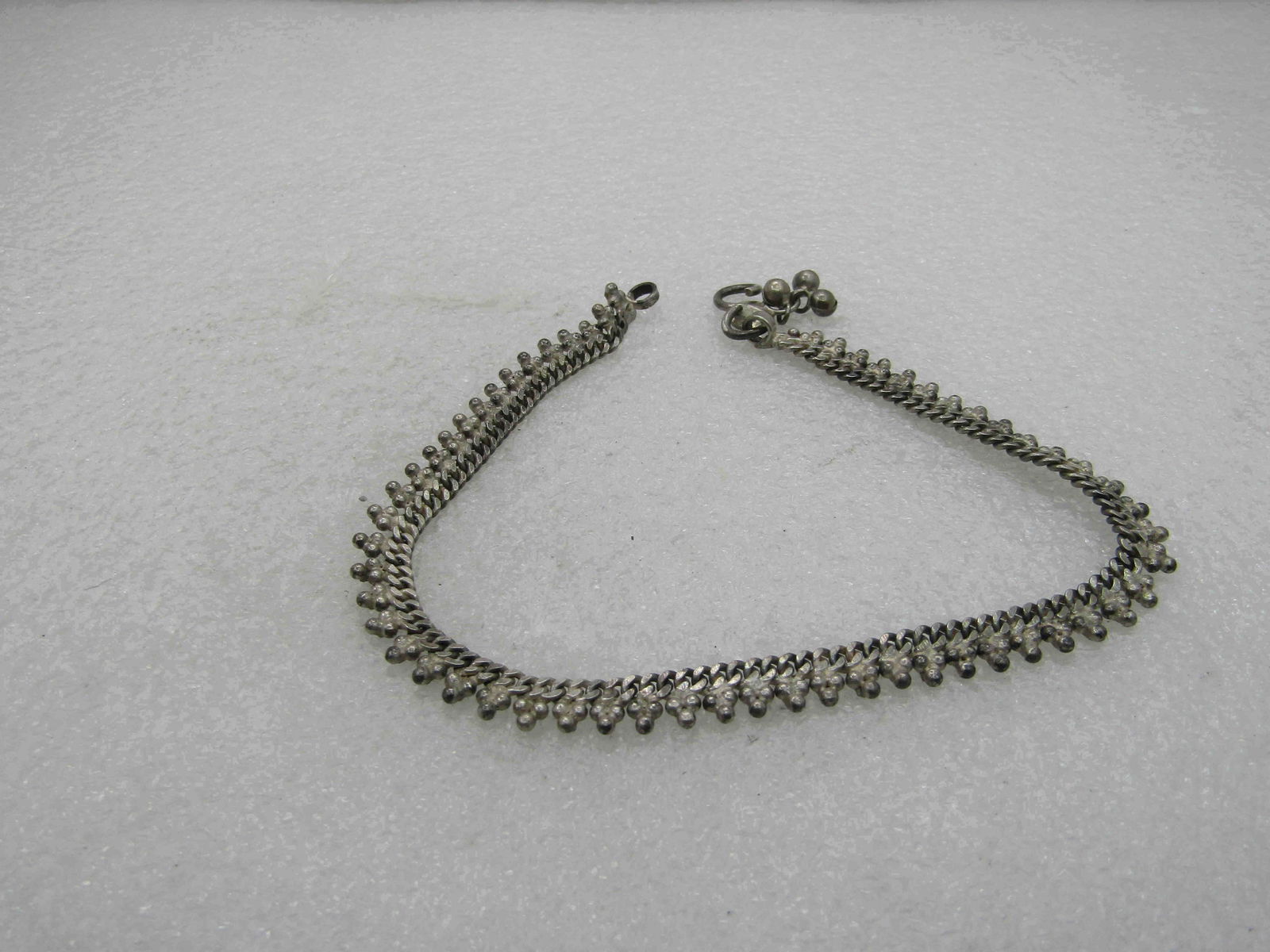 Vintage Sterling Silver 10" Ankle  Bracelet, Signed (1 of 5)