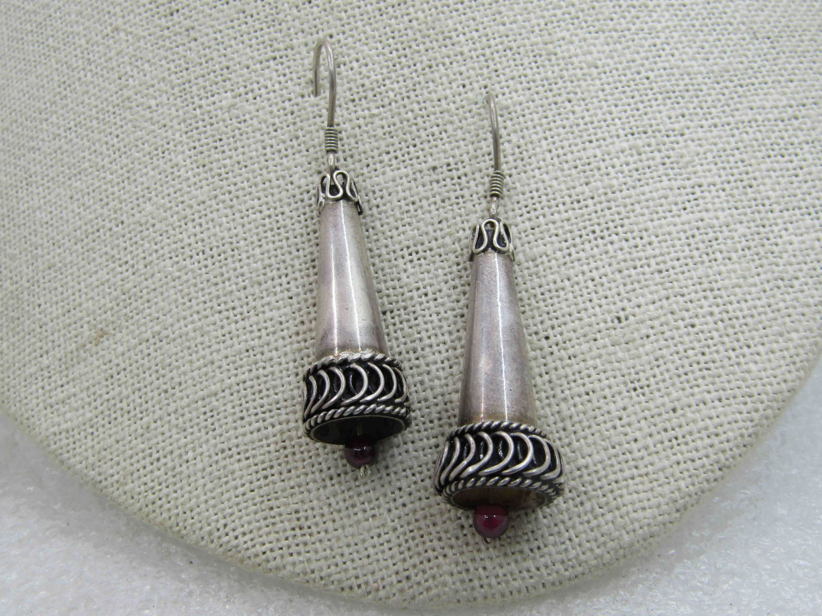 Vintage Sterling Silver Bell Earrings, Long Bells, 2", (1 of 4)