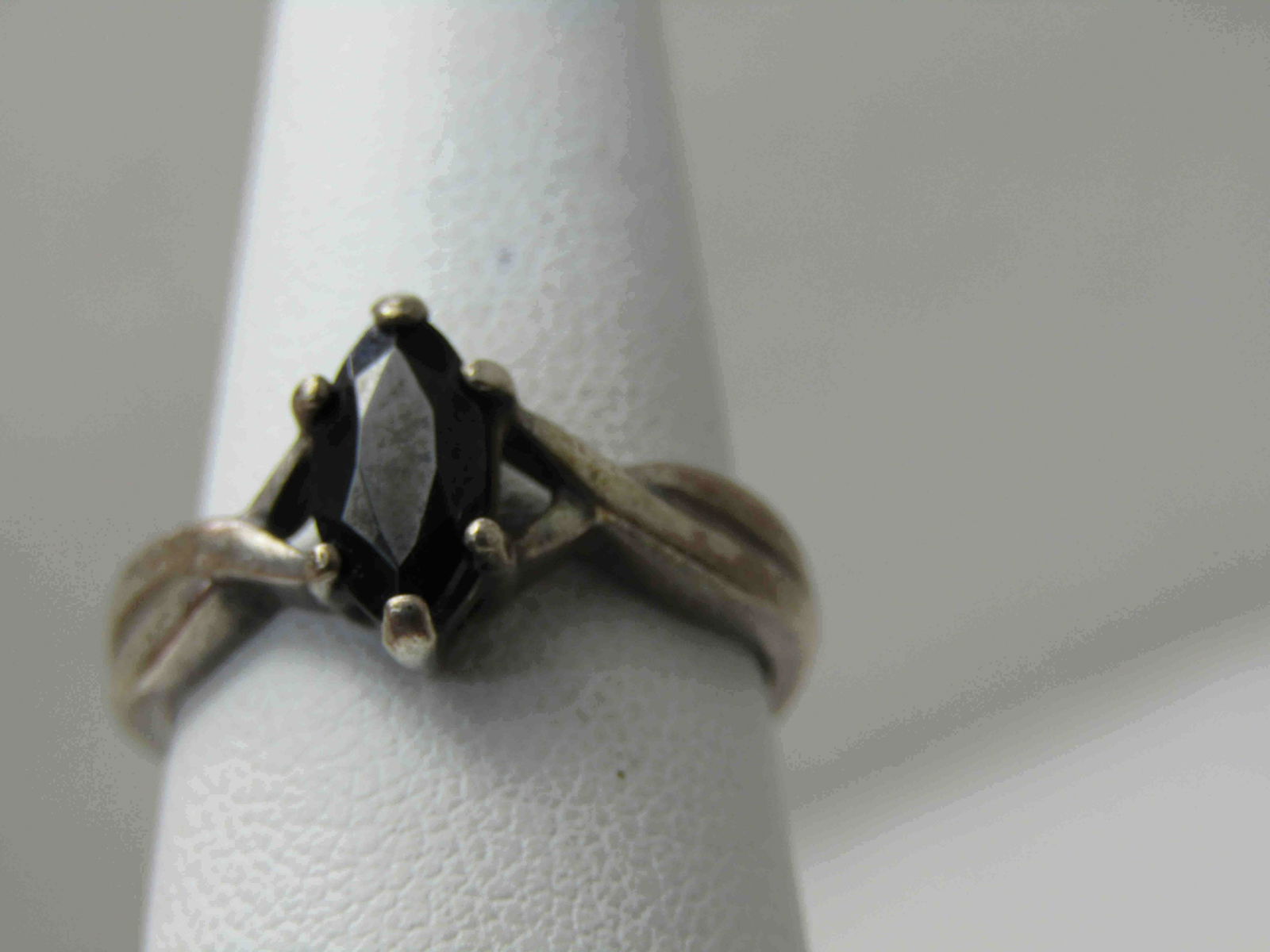 Vintage Sterling Silver Black Spinel Ring, Sz, 8, .75 (1 of 6)