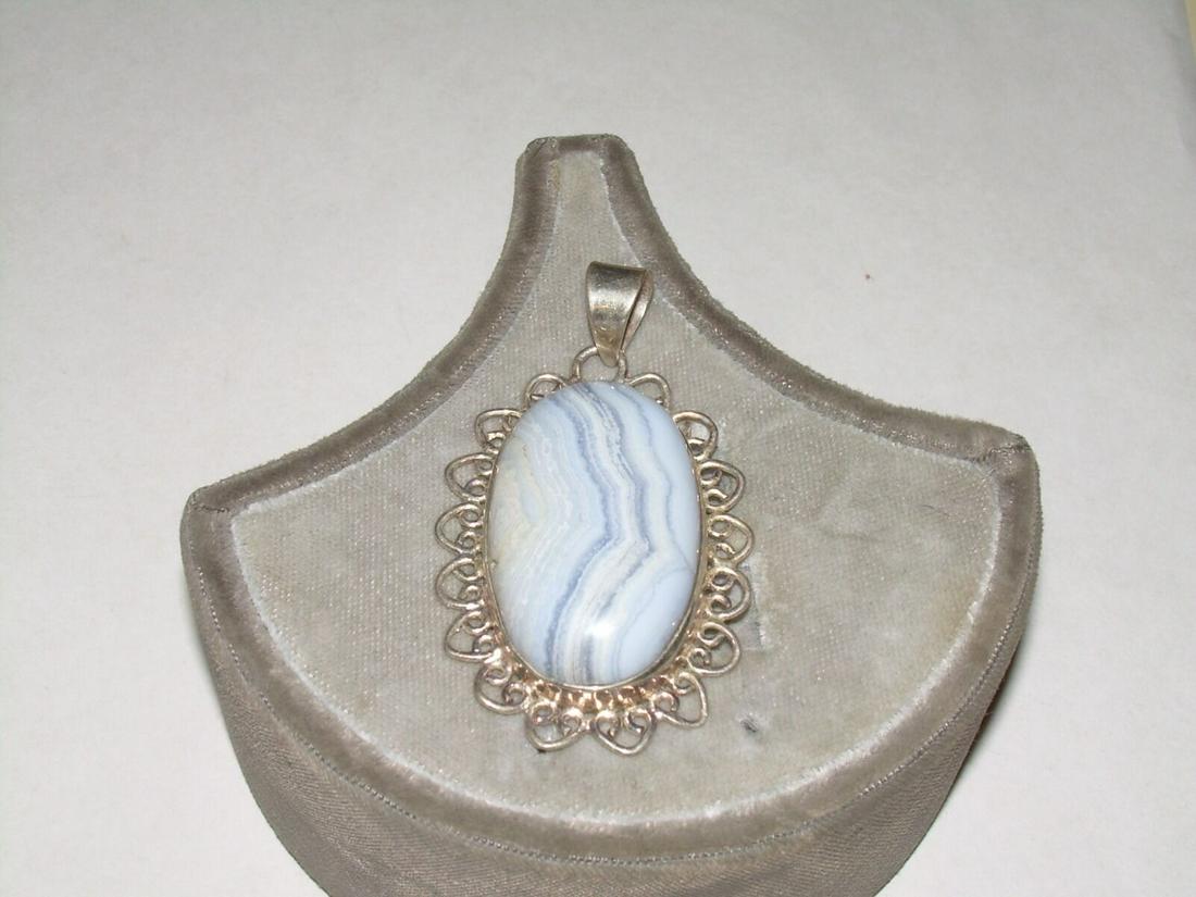 Sterling Blue Lace Agate Pendant - 925 (1 of 10)