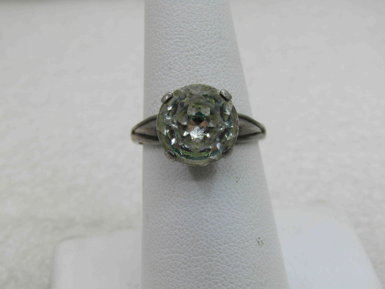 Vintage Sterling Silver Paste Engagement Ring, Sz. (1 of 6)