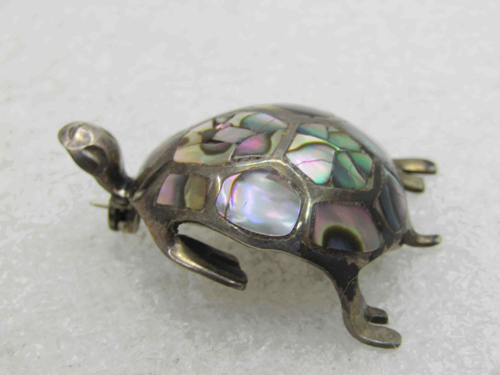 Vintage Sterling Abalone Turtle Brooch, Mexico, 1960's (1 of 6)
