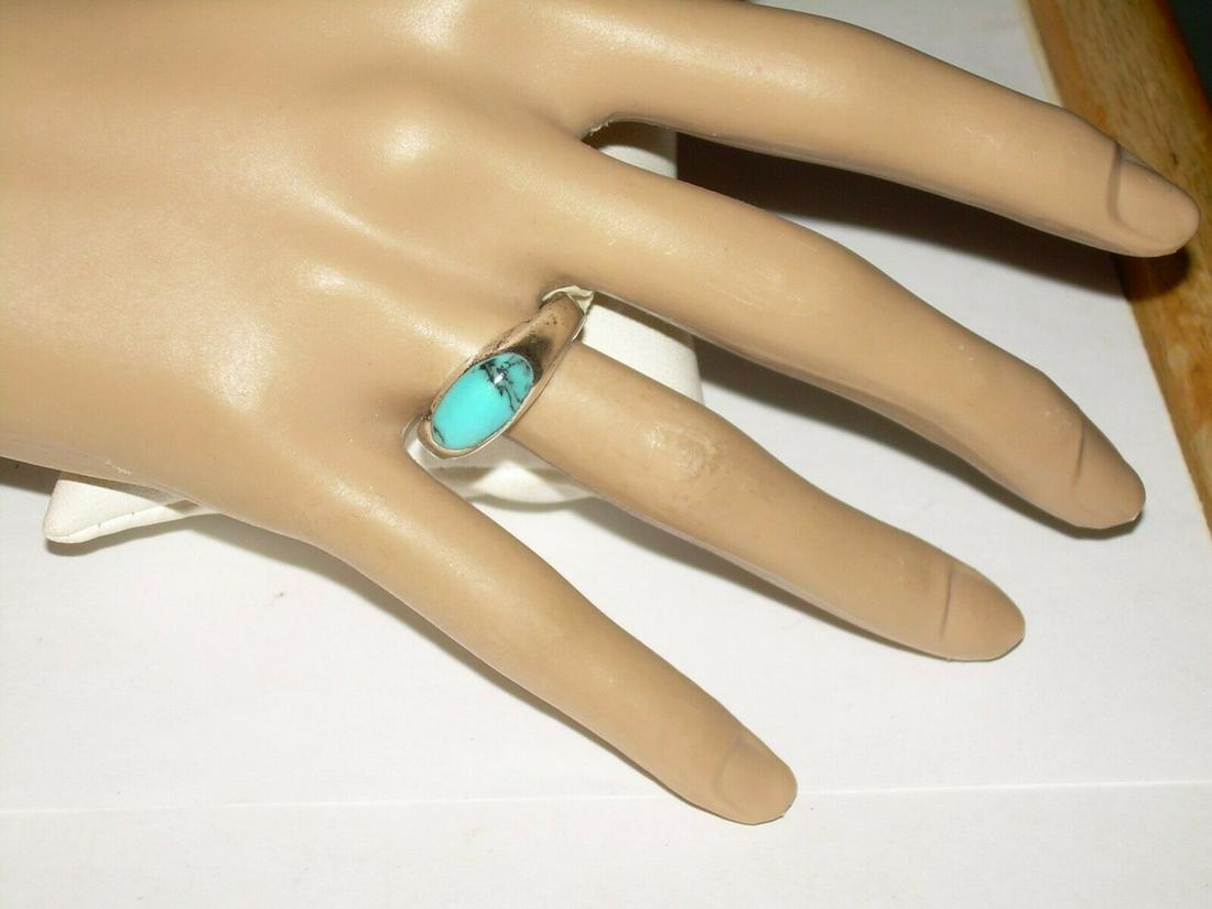 Unisex Sterling Southwest Turquoise Ring Dome Design (1 of 10)