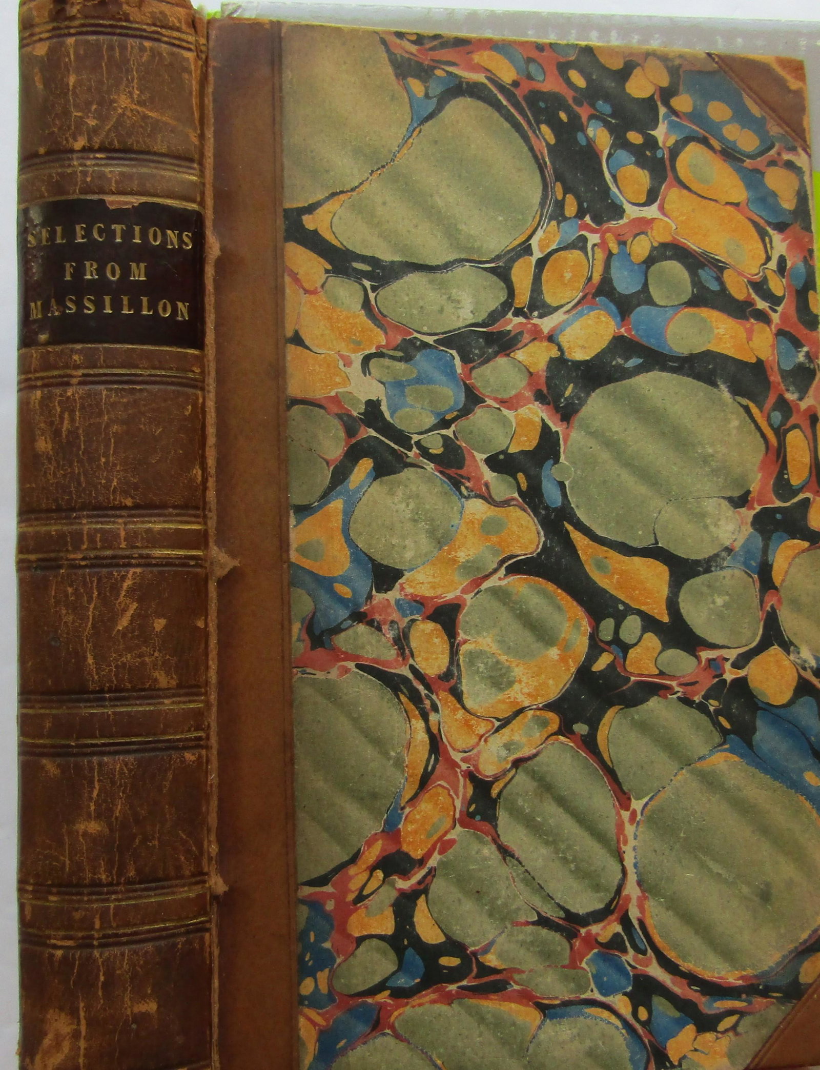 Selections from The Works of Jean Baptiste Massillon: Bishop of Clermont. Half-leather over marbled boards. Morocco gilt title and gilt bands to spine. Mottled page-blocks. Bookplate of William Wickham inside. Sporadic foxing. A lovely copy. Publisher