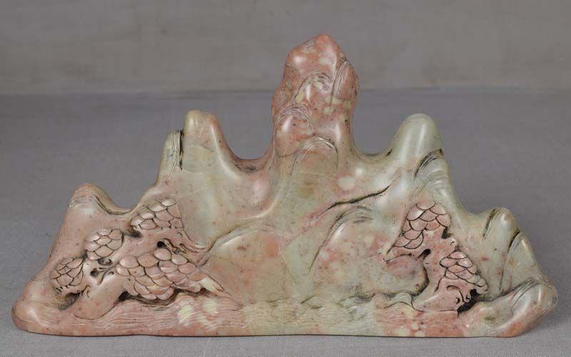 19c Chinese scholar BRUSH REST mountain & pines (1 of 6)
