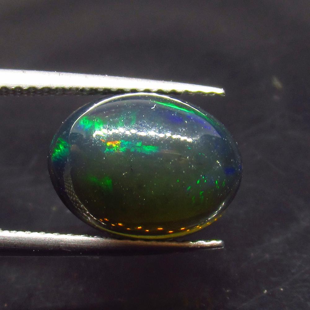 3.42 Ct Natural Ethiopian Black Fire Opal Oval Cab (1 of 3)