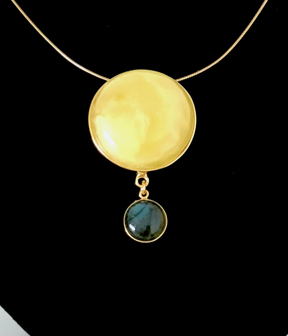 Pendant 5cm Goldplated Silver & Baltic amber, (1 of 10)