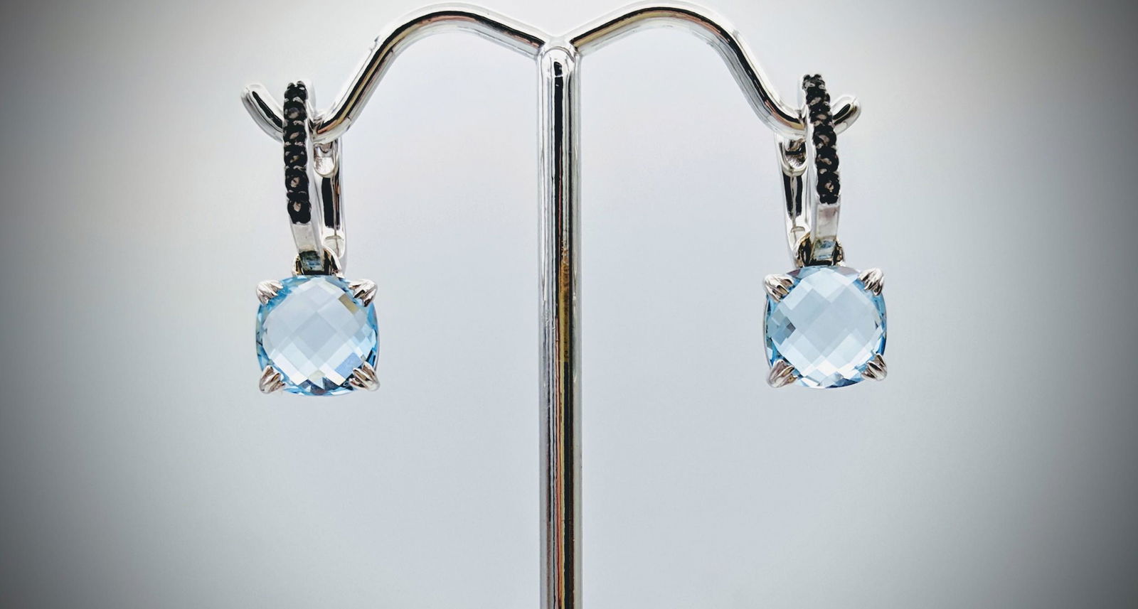 Sterling Silver Blue Topaz & Smoky Quartz Earrings (1 of 3)