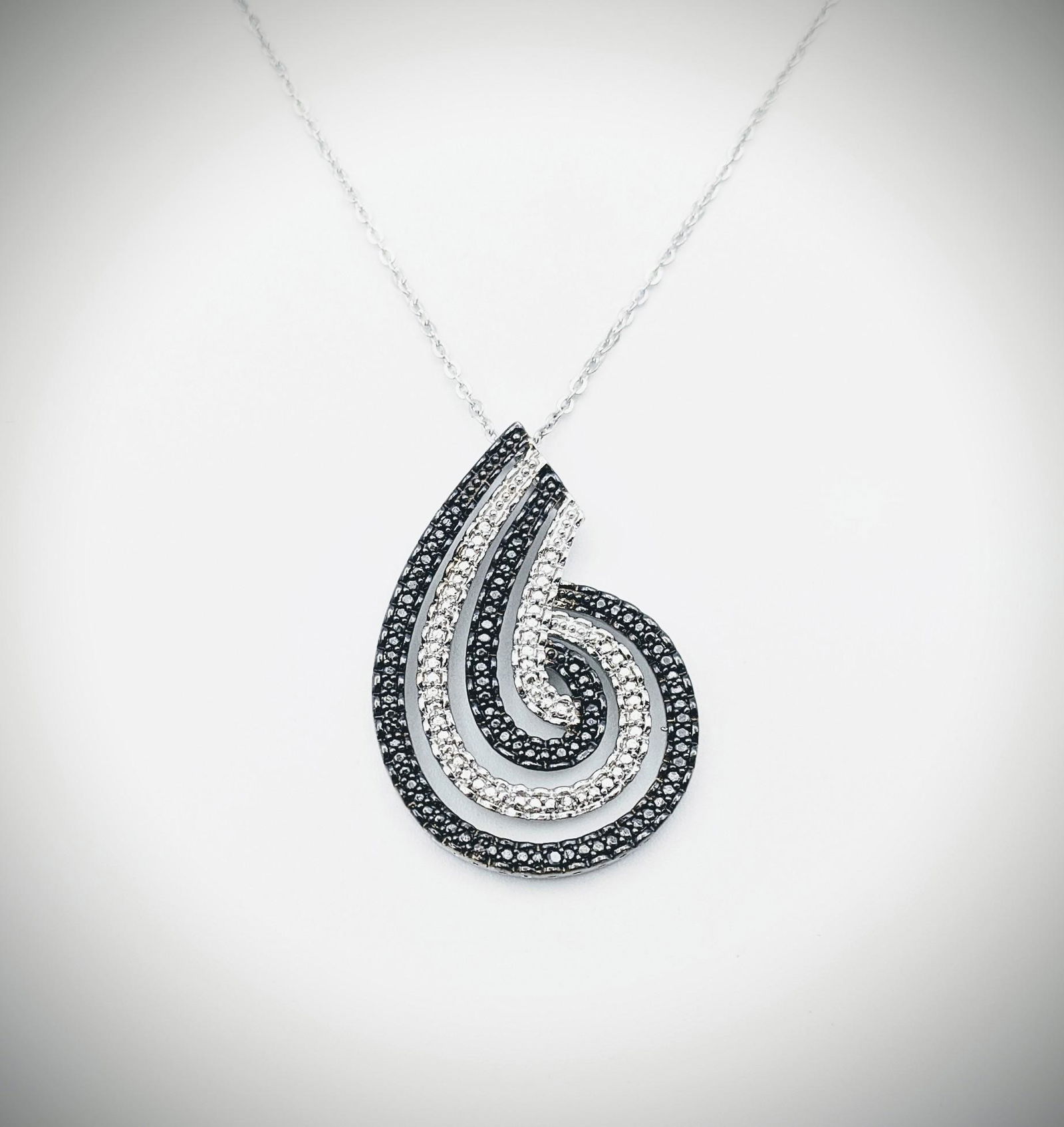 Sterling Silver Necklace w Four Stranded Black Diamond (1 of 3)