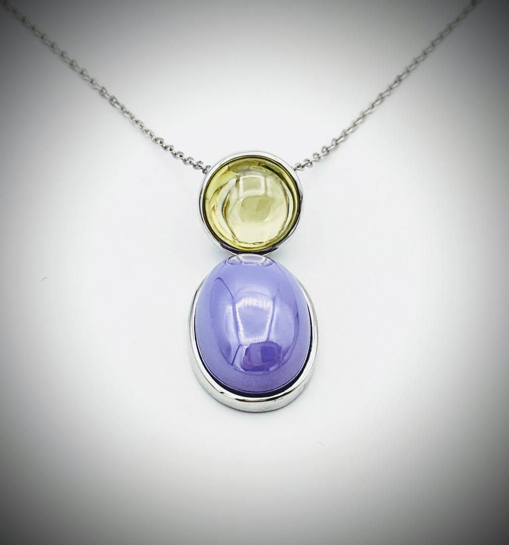 Sterling Silver Necklace w Orthoclase & Chalcedony (1 of 3)