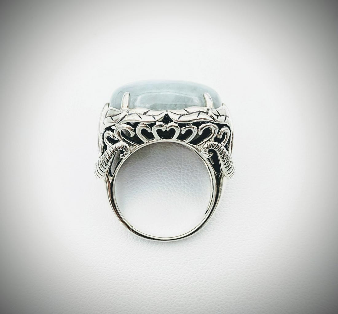 Sterling Silver Sz 7 Leaf Ring w Jade (1 of 3)