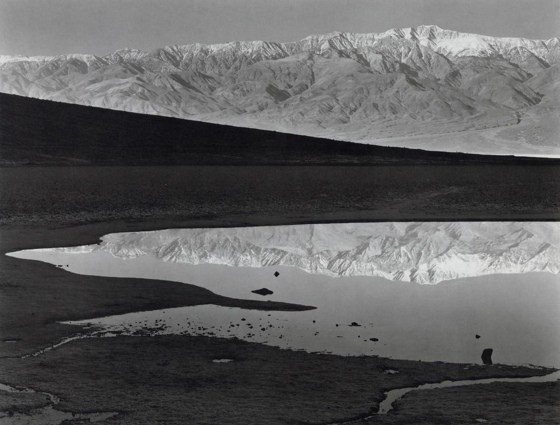 ANSEL ADAMS - Sunrise, Bad Water, Death Valley, 1948: Artist: Ansel Adams Title: Sunrise, Bad Water, Death Valley National Monument, California, 1948 Medium: Duotone Photo Litho, 1990, USA Dimensions: 9.8x7.45" Additional Information: Heat Wax Mounted on