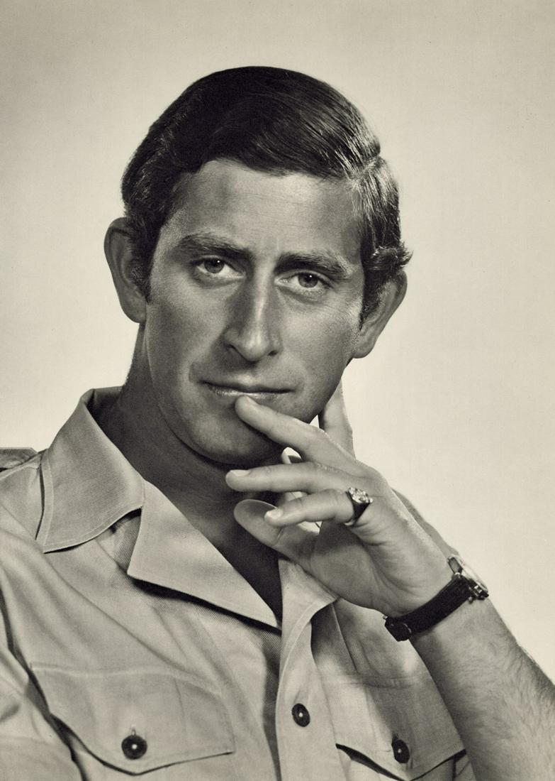 YOUSUF KARSH - HRH Prince Charles, Prince of Wales: Artist: Yousuf Karsh Title: HRH Prince Charles, The Prince of Wales Medium: Sheet Fed Gravure, 1976, Switzerland Dimensions: 8.45x11.85" Additional Information: Heat Wax Mounted on 11x14" Conservation