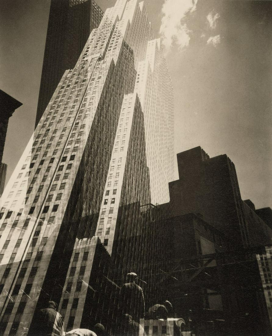 EDWARD STEICHEN - Untitled (Rockefeller Montage): Artist: Edward Steichen Title: Untitled (Rockefeller Center Montage), 1932 Medium: Photo Litho, 2005, Germany Dimensions: 5.65x6.95" Additional Information: Heat Wax Mounted on 8.5x11" Conservation Bo