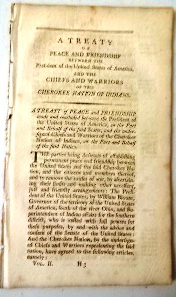 1794 Treaty Between United States Cherokee Indians (1 of 3)