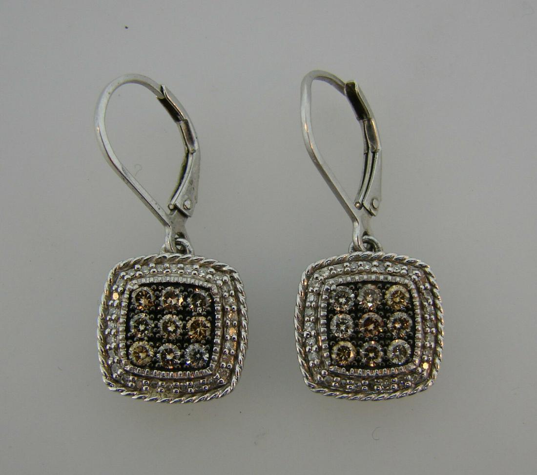 Trendy CHAMPAGNE DIAMOND SILVER DANGLE EARRINGS (1 of 5)