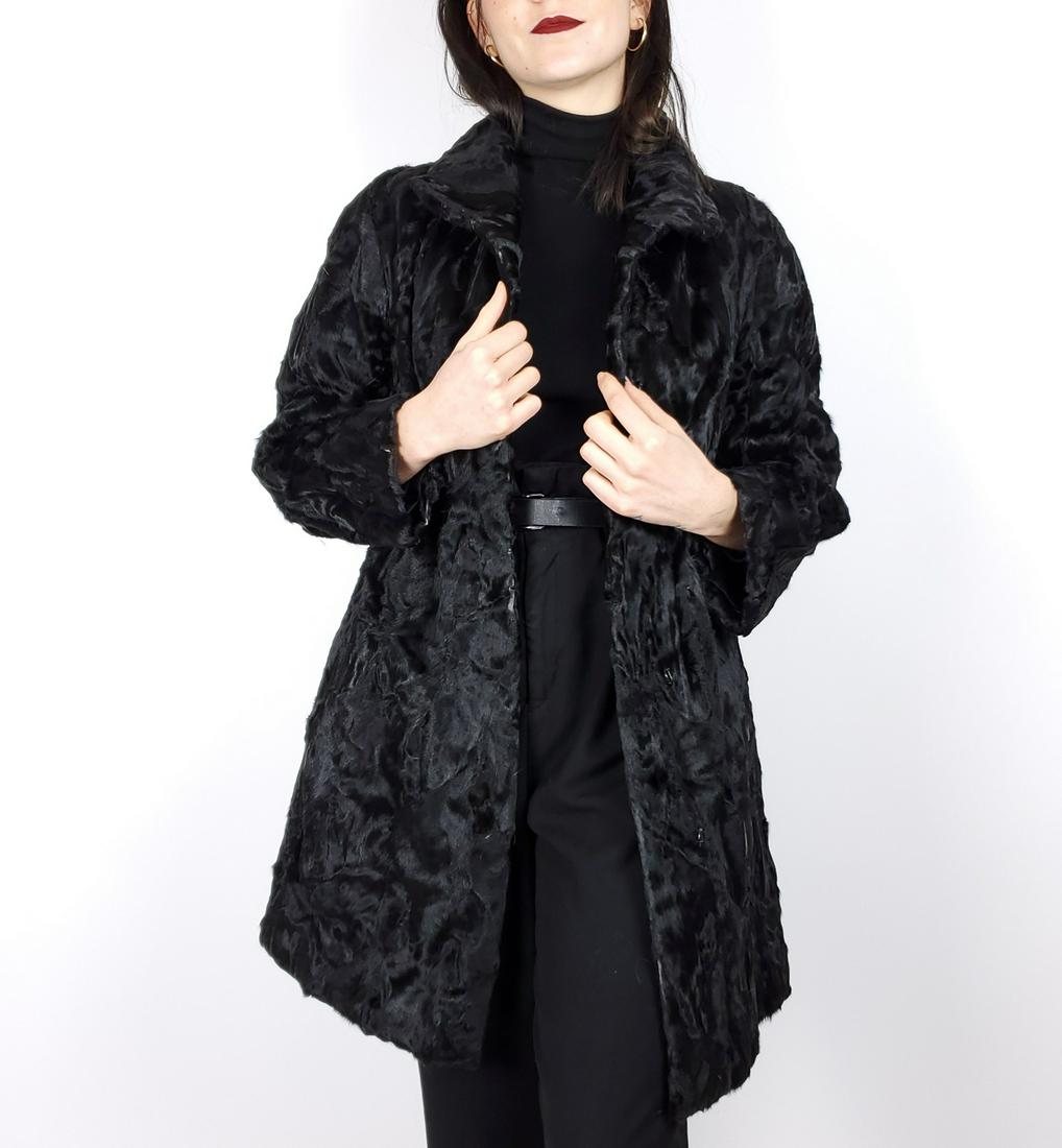 BLACK BROADTAIL LAMB FUR JACKET SIZE M (1 of 7)