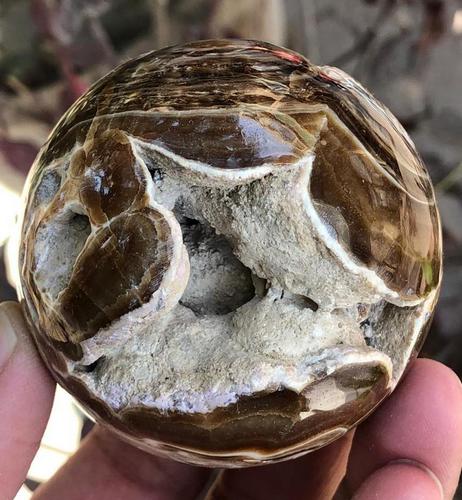 320 Grams Beautiful Chocolate Calcite Sphere (1 of 7)