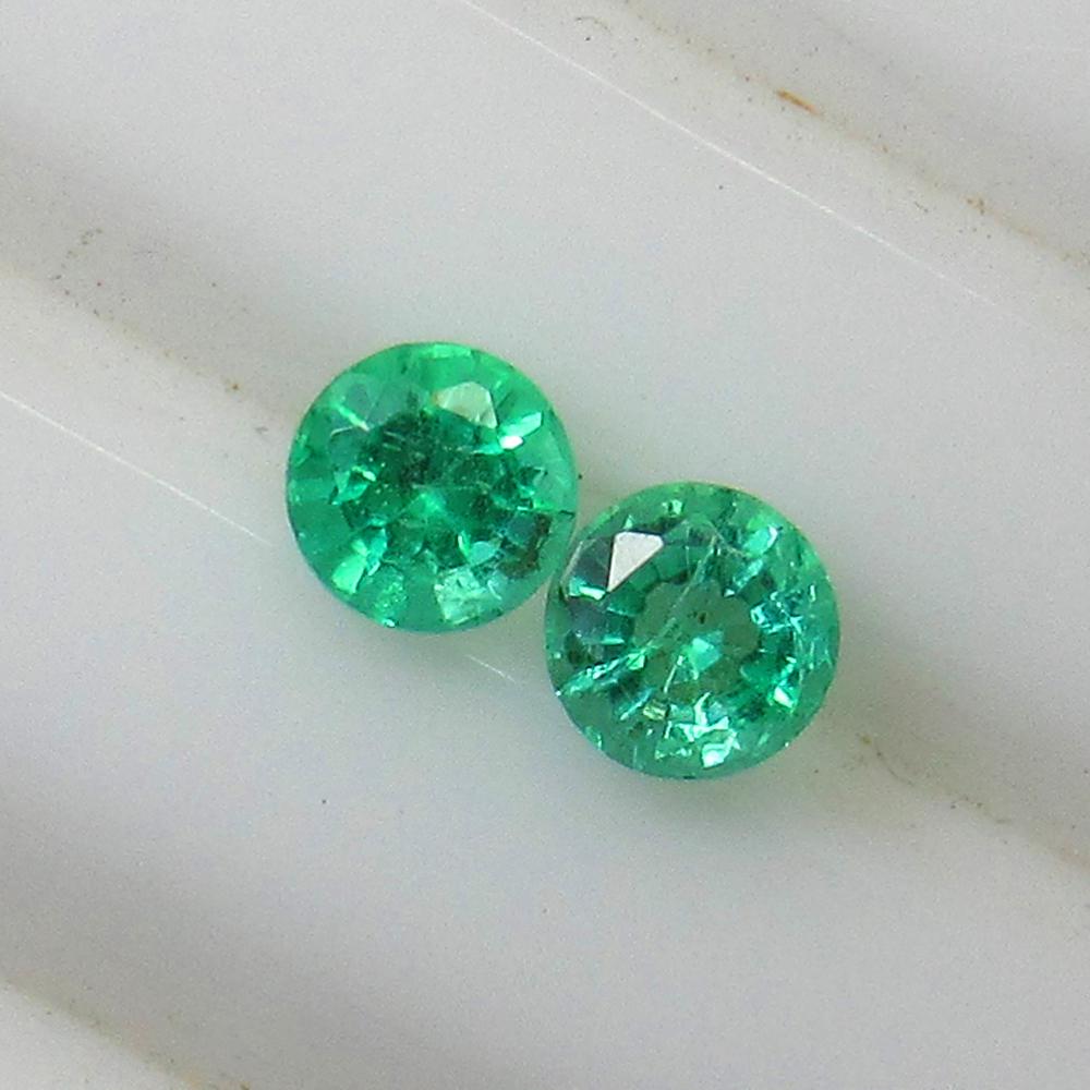 0.42 Ct Natural Zambian Emerald Round Pair (1 of 2)