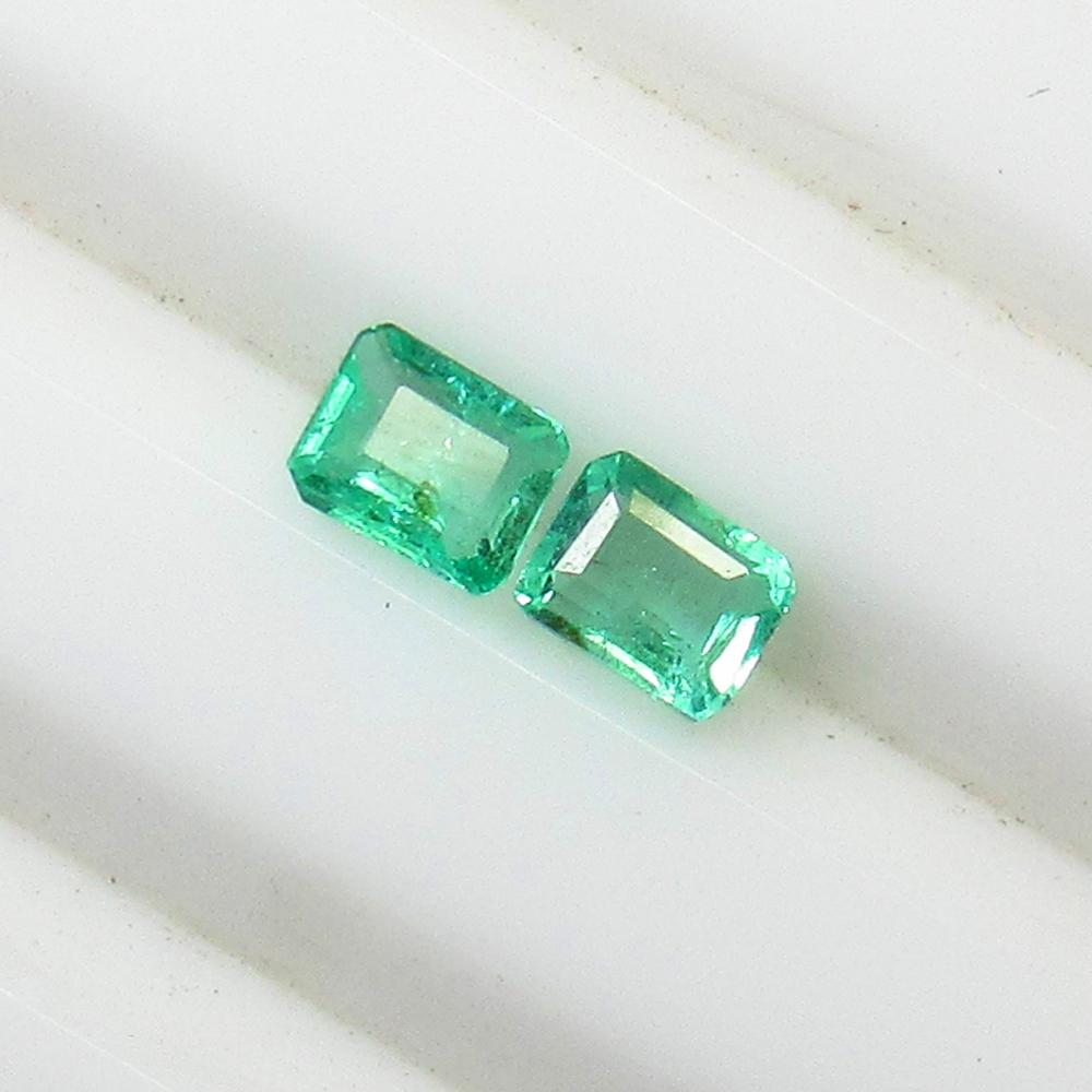 0.80 Ct Natural Zambian Emerald Octagon Pair (1 of 2)