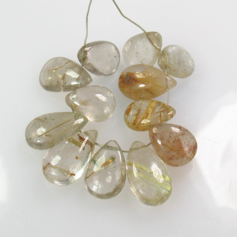 31.00 Ct Natural 12 Rutile Quartz Pear Beads (1 of 2)
