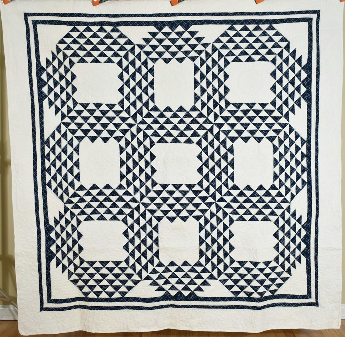 1880's Indigo Blue & White Ocean Waves Quilt (1 of 11)