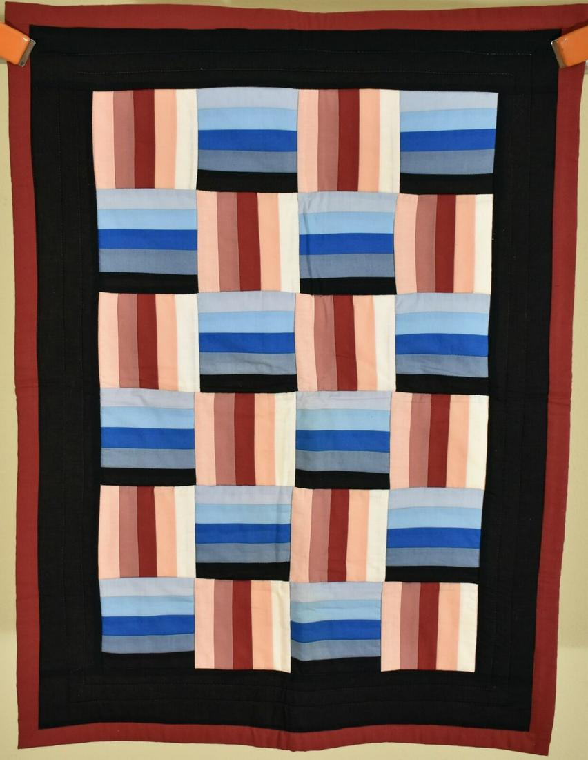 Vintage Amish Roman Stripe Crib Quilt (1 of 5)