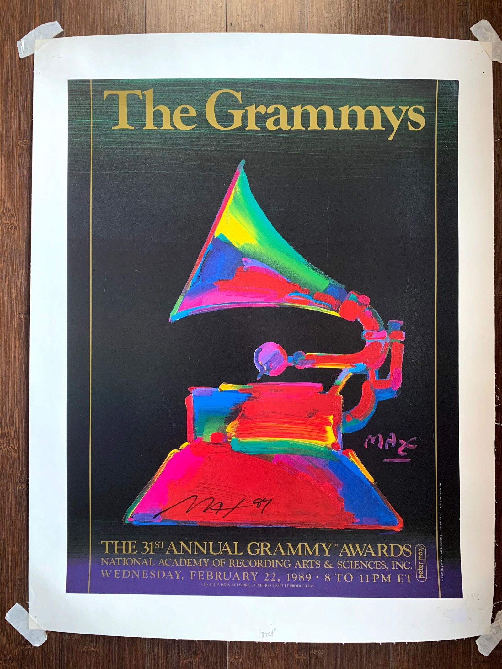 1989 Grammy Awards - Signed Art by Peter Max (1989) 18" (1 of 4)