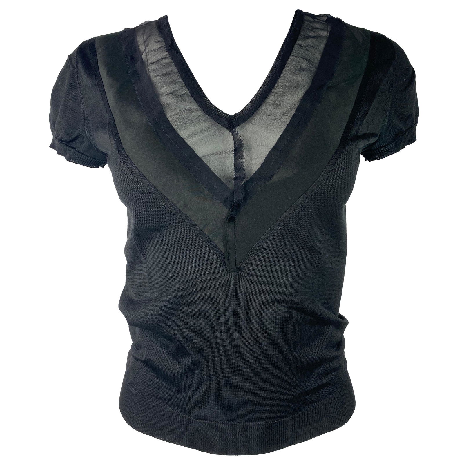 Balenciaga Black Short Sleeves Top Blouse, Size Small (1 of 5)