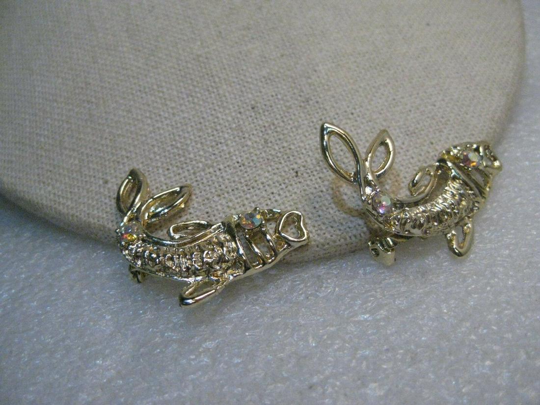 Pair of Vintage Fish Brooches with rhinestones, 1960's, (1 of 9)