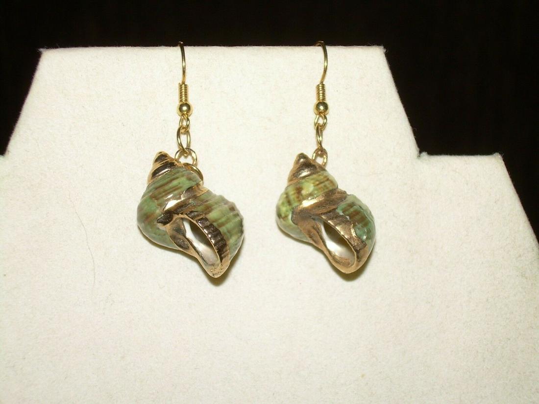 Nautical Sea Snail Shell Earrings - Vintage Dangling (1 of 12)