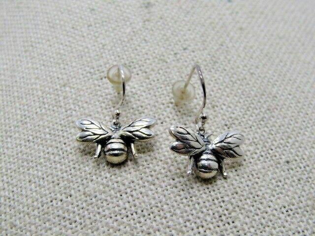 Sterling Silver Bee Earrings, Dangle, 3.18 Grams, 3/4" (1 of 5)