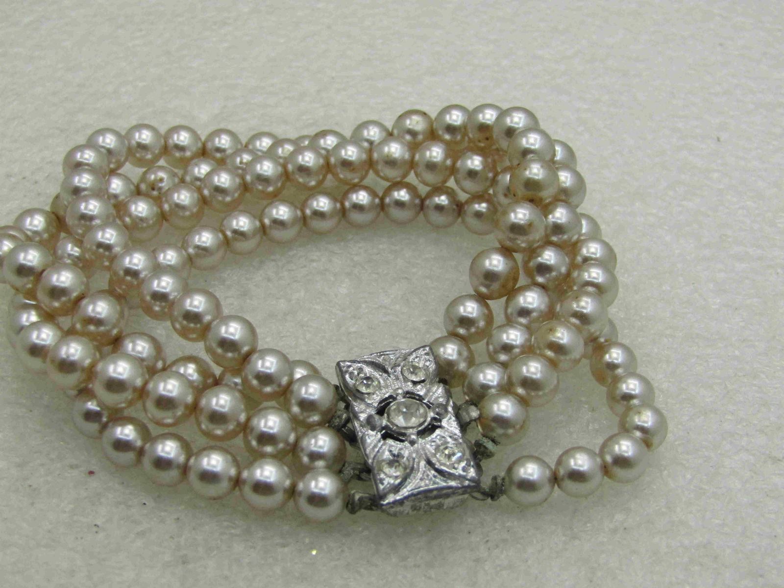 Vintage Faux Pearl Multi-Strand Bracelet, Art Deco, (1 of 7)