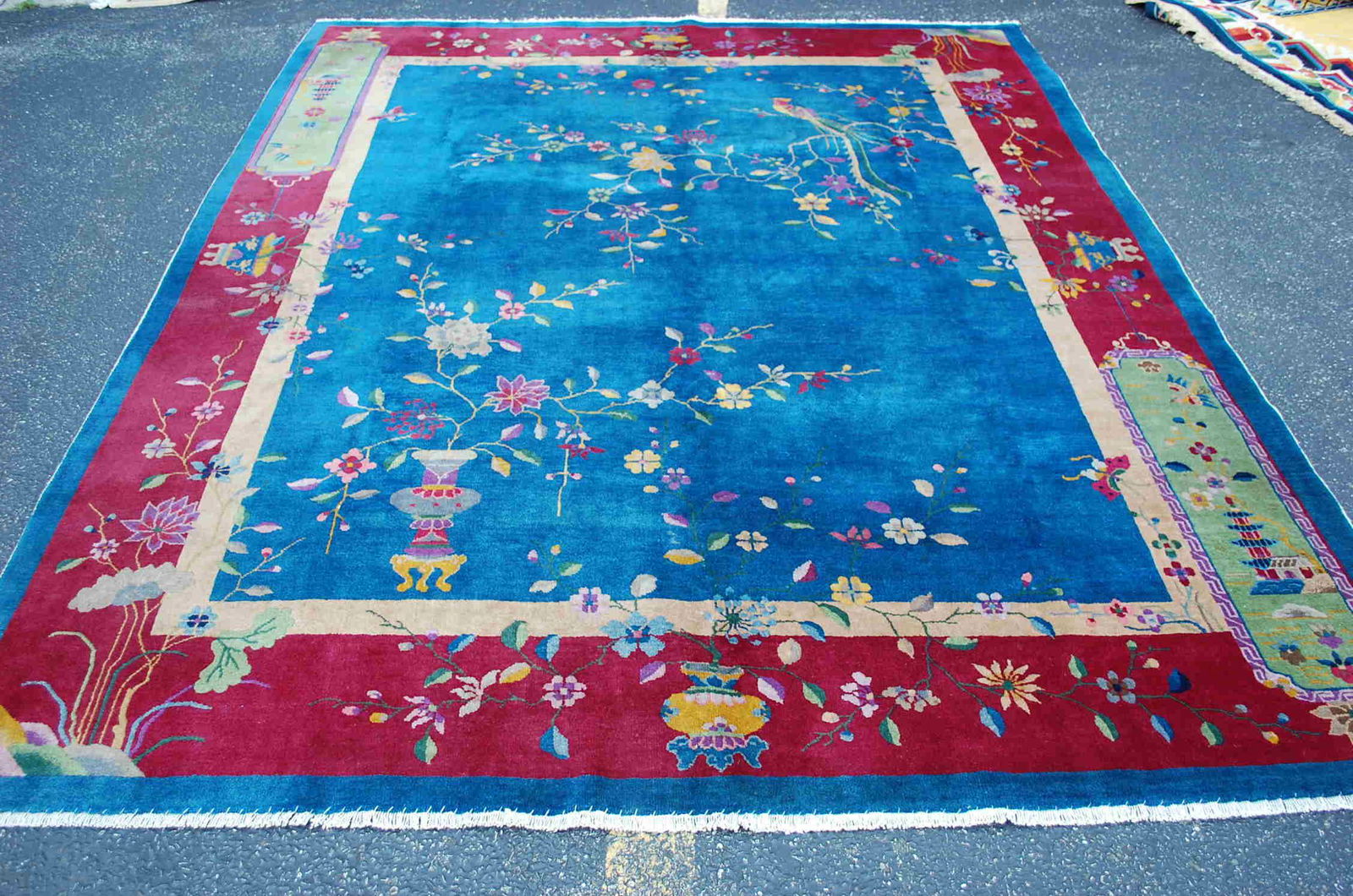 Cir 1920s ANTIQUE ART DECO WALTER NICHOLS CHINESE RUG (1 of 12)